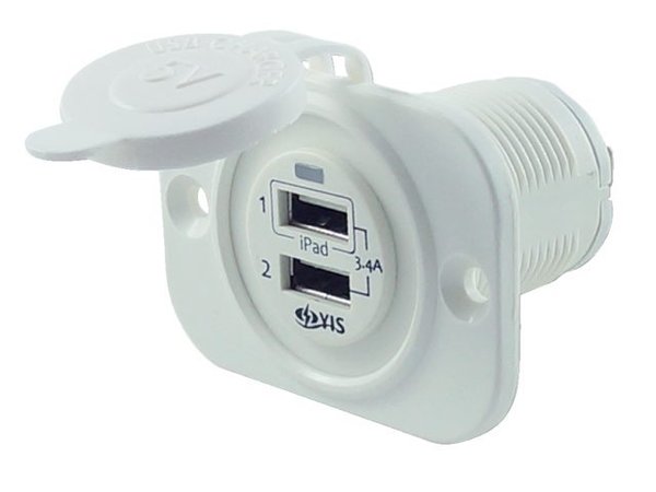 Adapter 2x USB 3.4A  Flushmount weiß